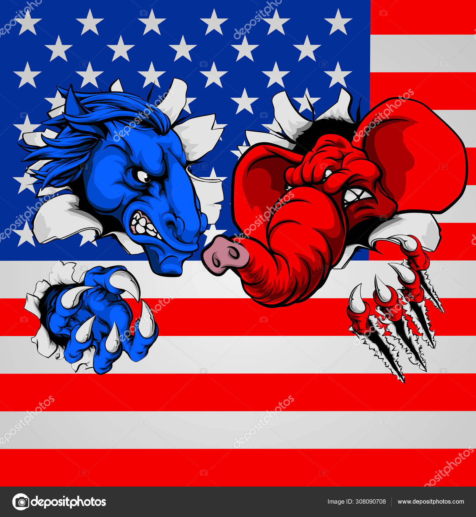 Democrat Republican Elephant Donkey Fight Stock Vector Image by ©Krisdog #308090708 Democrat Republican Elephant Donkey Fight Stock Vector Image by ©Krisdog #308090708