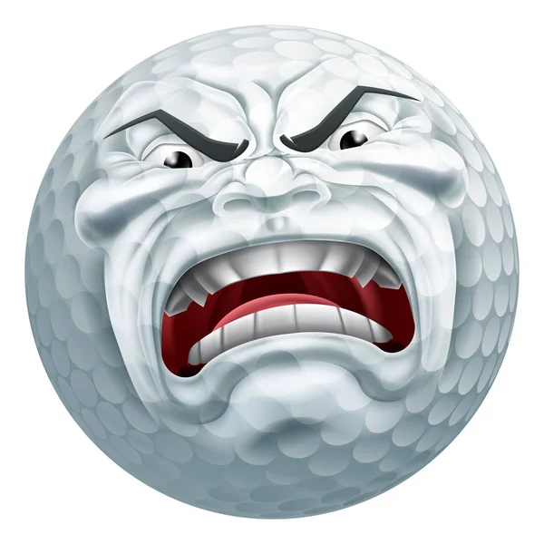 Angry Golf Ball Sports Cartoon Mascot — Stock Vector