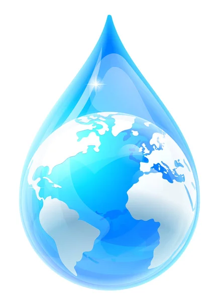 Gouttelette d'eau Globe de la Terre — Image vectorielle