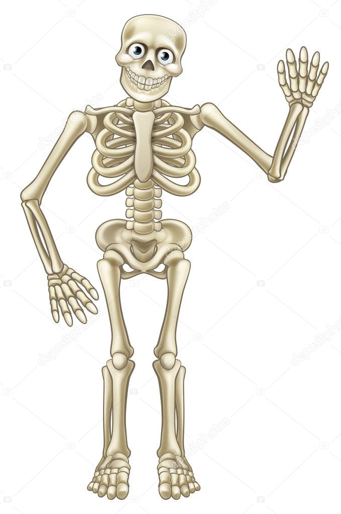 Cartoon Halloween Skeleton Waving