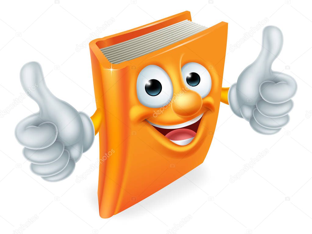 A book cartoon character education mascot giving a double thumbs up