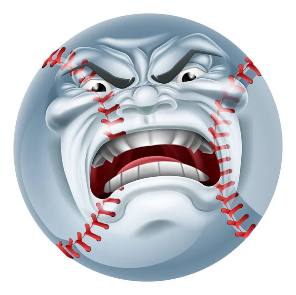 Angry Baseball Ball Sports Cartoon Mascot — 스톡 벡터