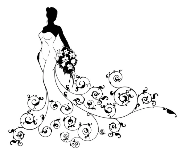 Patrón abstracto boda novia silueta — Archivo Imágenes Vectoriales