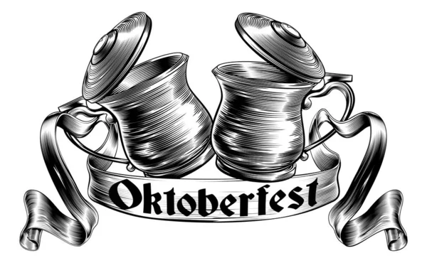 Cerveja Stein Tankard Toast Oktoberfest Conceito — Vetor de Stock