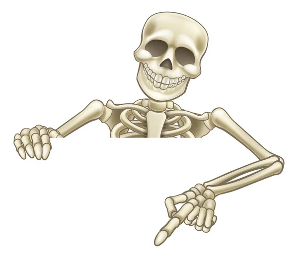 Cartoon Peeking Skeleton Sign — Stockový vektor