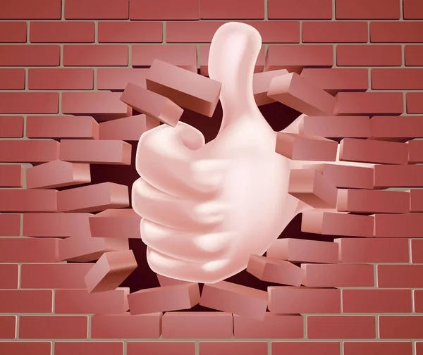 Curtidas Up Hand Smashing Wall — Vetor de Stock