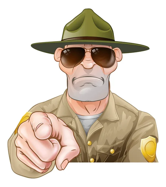 Pointing Cartoon Park Ranger — Stock Vector