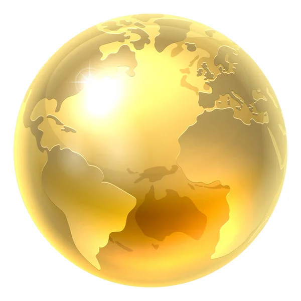 Icono de Gold Earth World — Vector de stock