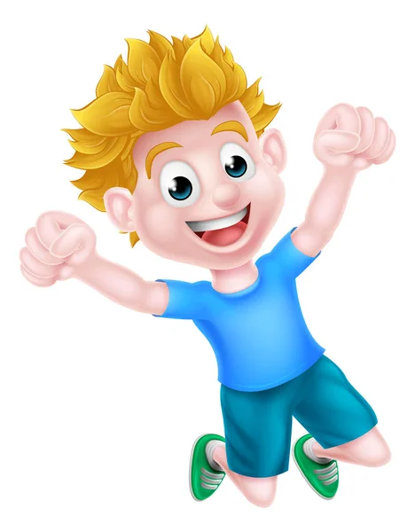Happy Cartoon Boy Jumping — Stock Vector