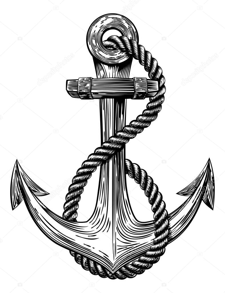 Anchor Vintage Woodcut Style