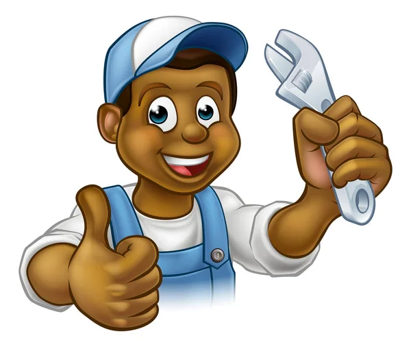 Black Mechanic or Plumber Handyman — Stock Vector