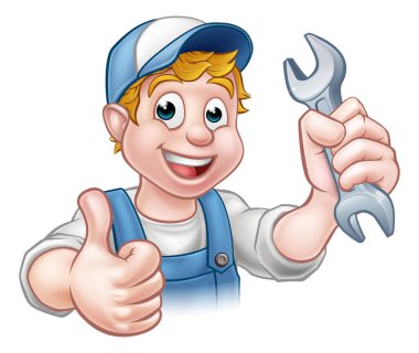 Plumber or Mechanic with Spanner clipart