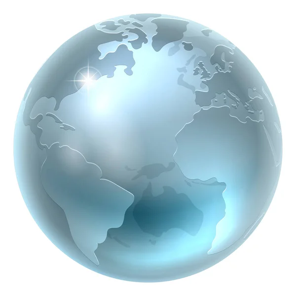 Silver Metallic Świat Ziemia Globe — Wektor stockowy