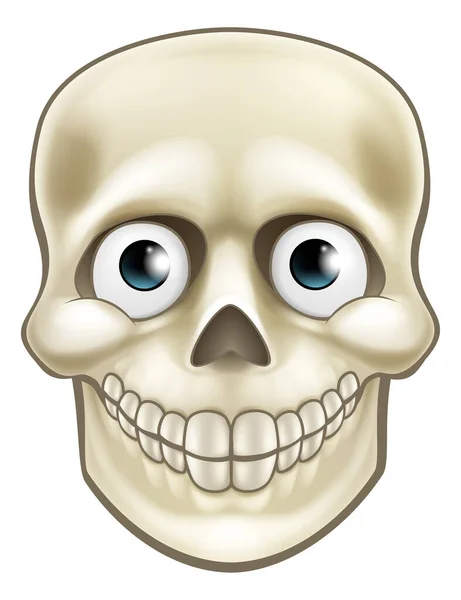 Dessin animé Halloween crâne squelette caractère — Image vectorielle