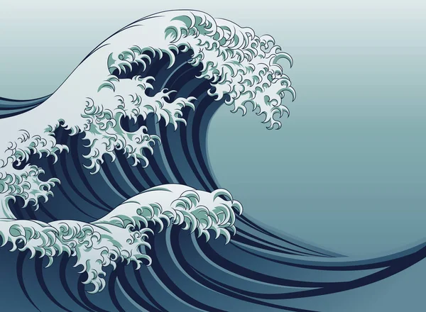 Ilustración de grandes olas — Vector de stock