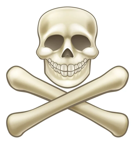 Cranio pirata e ossa incrociate Halloween Cartoon — Vettoriale Stock