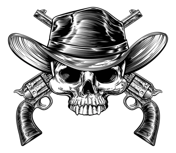 Totenkopf Cowboy und Gewehre — Stockvektor