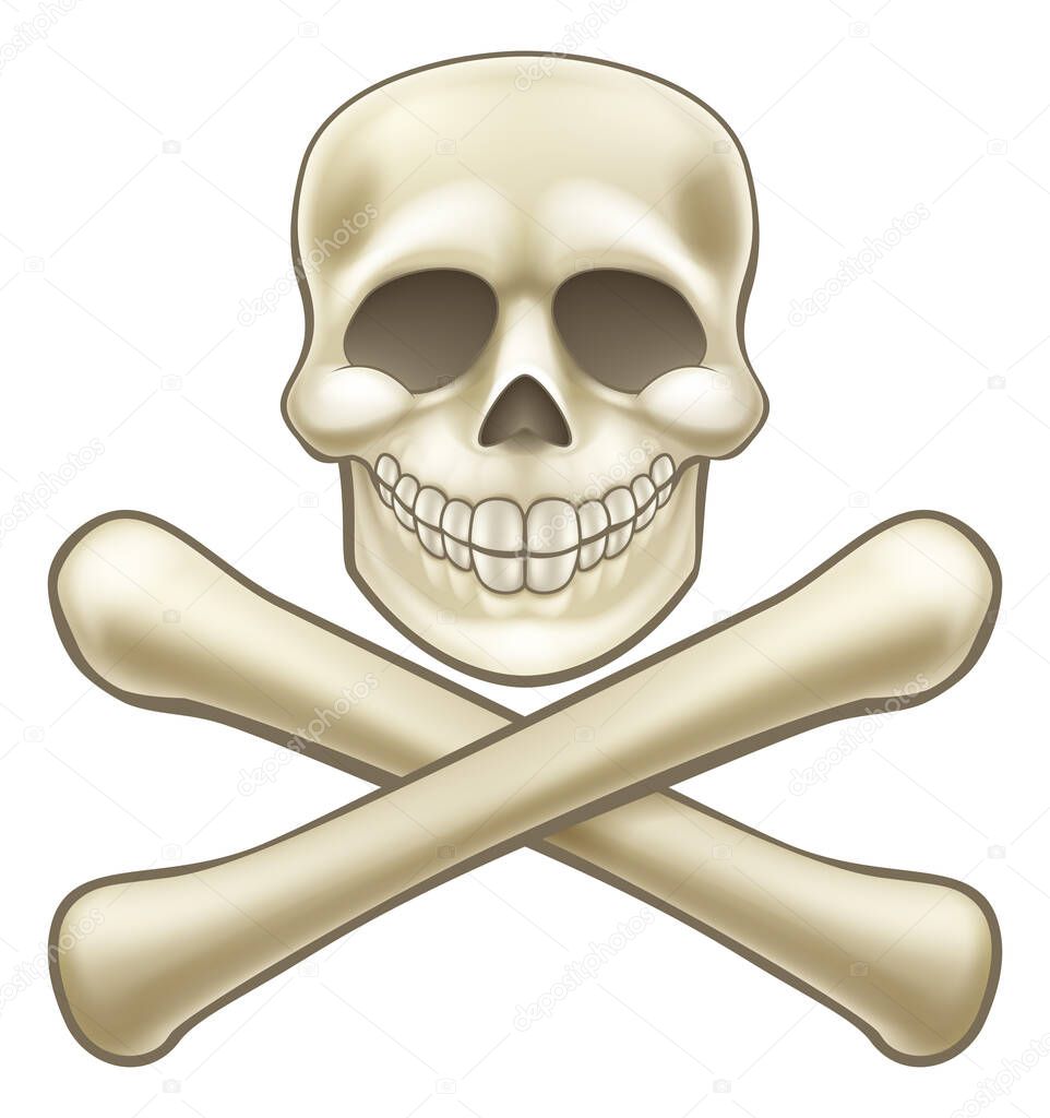 Pirate Skull and Crossbones Halloween Cartoon