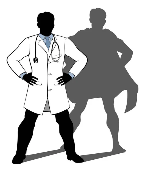 Médico Super herói silhueta — Vetor de Stock