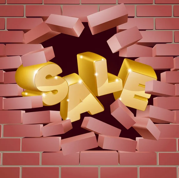 Sale Breaking Down Wall — Stock Vector