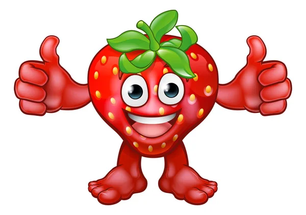 Aardbeien Fruit stripfiguur Mascotte — Stockvector