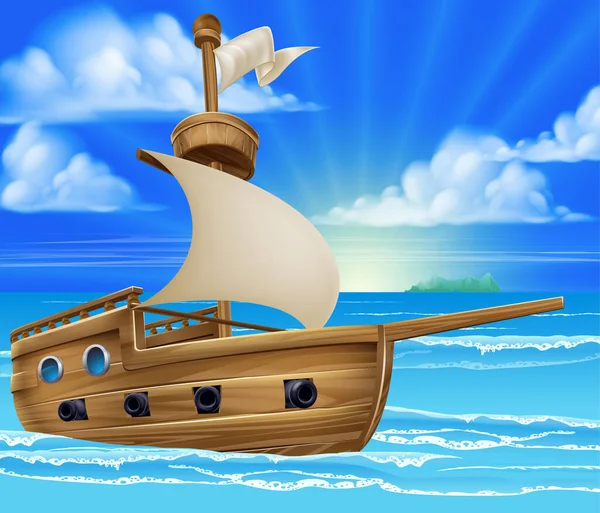 卡通帆船 — 图库矢量图片