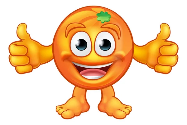 Carácter de mascota de fruta de dibujos animados naranja — Vector de stock