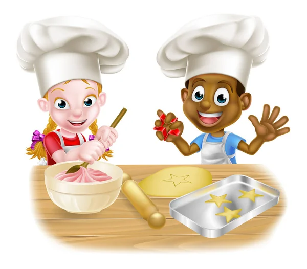 Gyerekek játszanak a főzés — Stock Vector