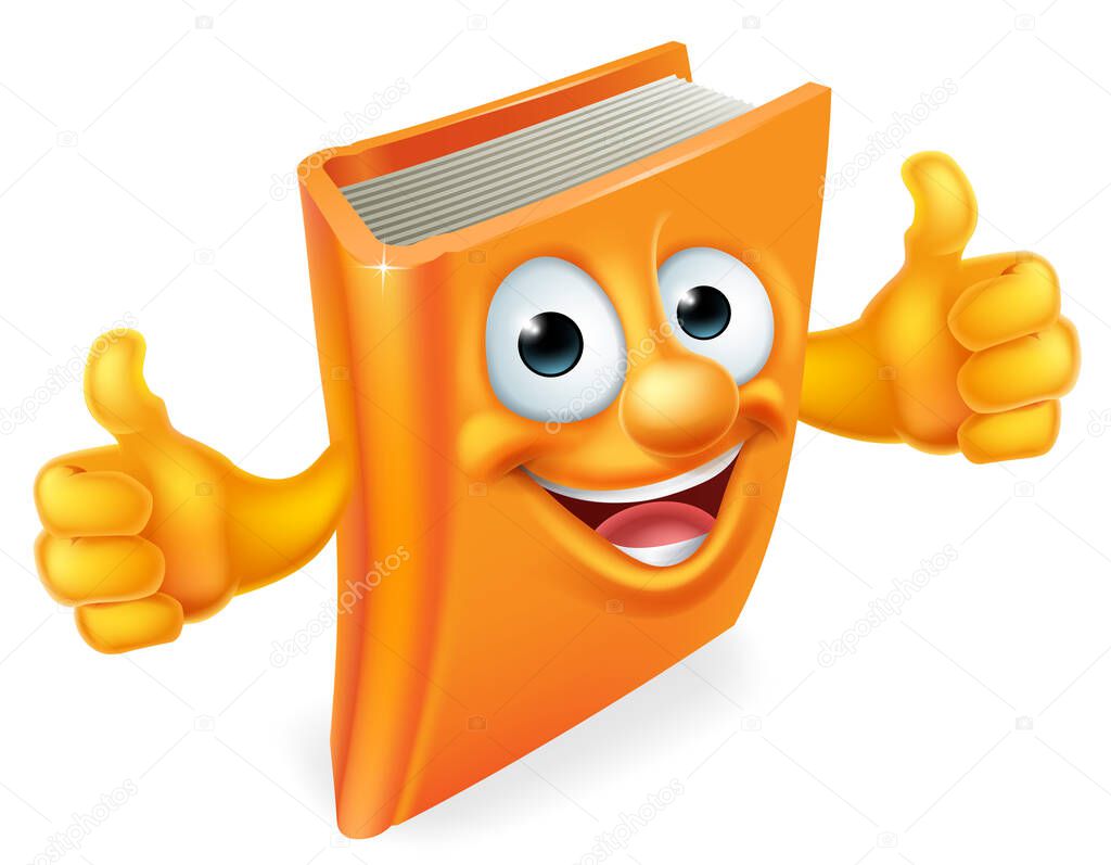 An education mascot book cartoon character giving a thumbs up