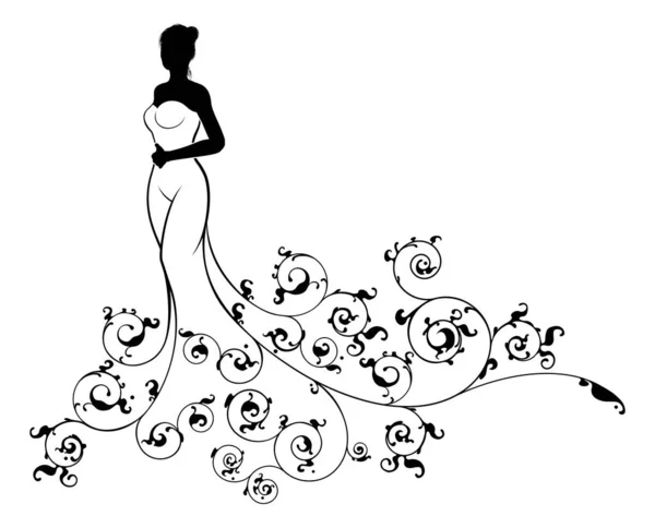 Silhouette de mariée abstraite mariage — Image vectorielle