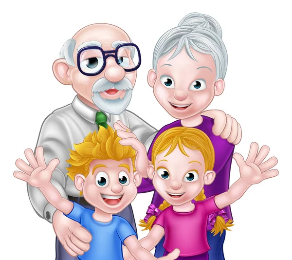 Kids and Grandparents — Stock Vector