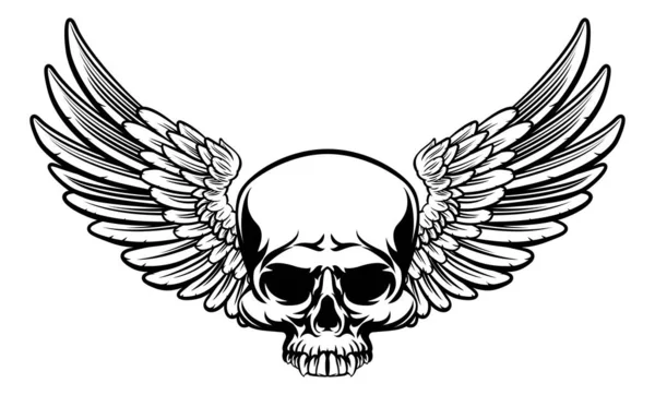 Winged Skull Design — Stock Vector