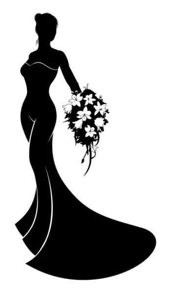 Matrimonio sposa silhouette — Vettoriale Stock