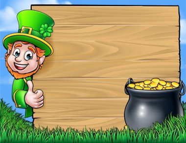 Cartoon Leprechaun St Patricks Day Background Sign clipart