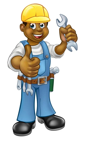 Black Plumber Mechanic or Handyman — Stock Vector