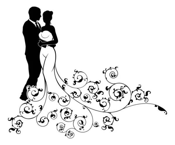 Modèle abstrait Mariée et marié Silhouette de mariage — Image vectorielle