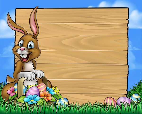 Cartoon Easter Bunny jaj w tle znak — Wektor stockowy