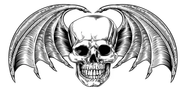 Winged Skull Grim Reaper — Stock Vector