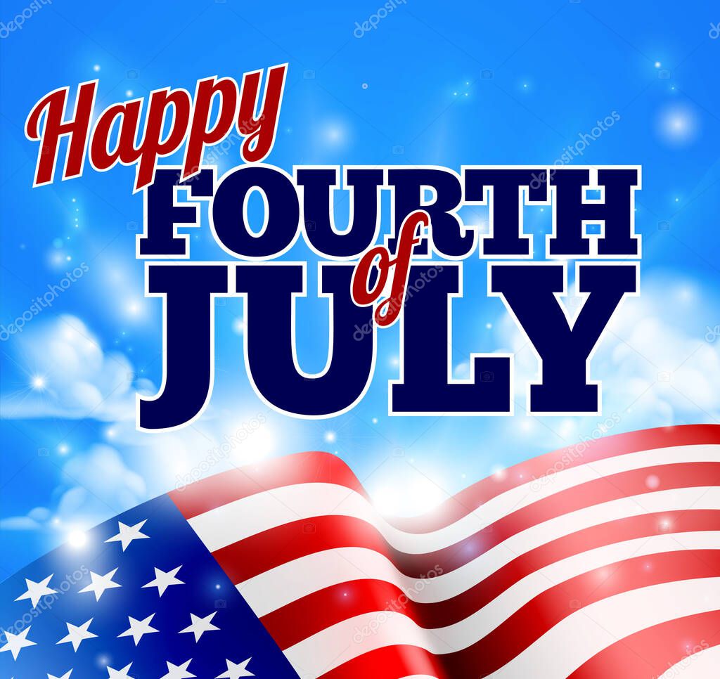 Fourth of July American Flag Background Sky