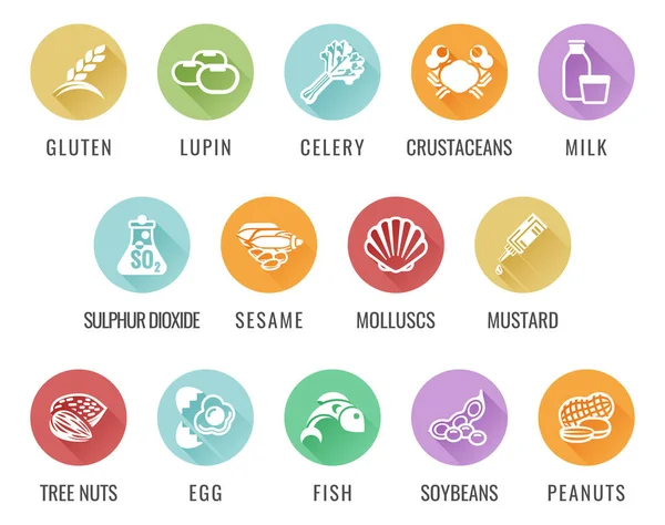Icônes d'allergie alimentaire allergène — Image vectorielle