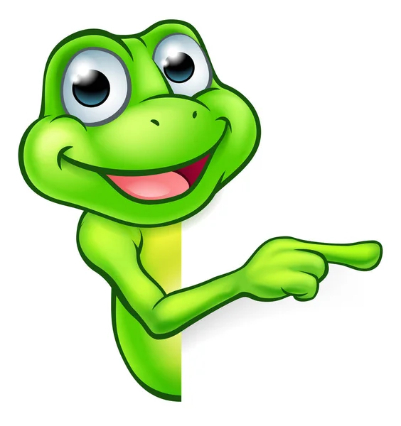 Pointing Cartoon Frog — стоковый вектор