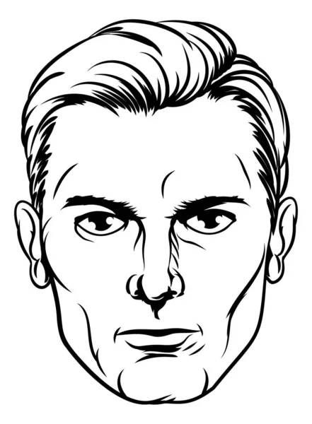 Guapo hombre pop arte cara — Vector de stock