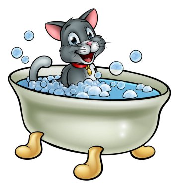 Çizgi film Kedi Banyo Yıkama