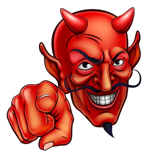 Ilustración de señalamiento del diablo — Vector de stock