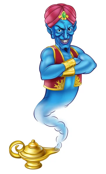 Cartoon Evil Aladdin Genie — Stock Vector