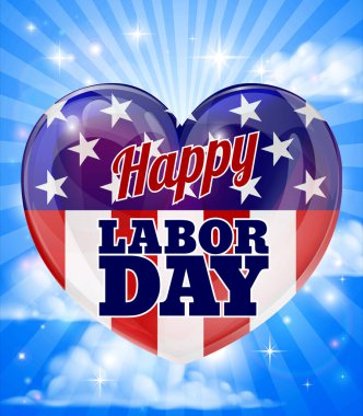 İşçi Bayramı Amerikan Bayrak Kalbi