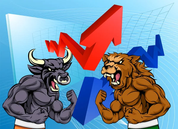 Bears Versus Bulls Conceito de mercado de ações — Vetor de Stock