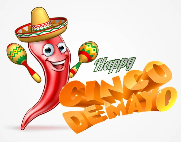 Happy Cinco De Mayo Chilli Pepper Desain Meksiko - Stok Vektor