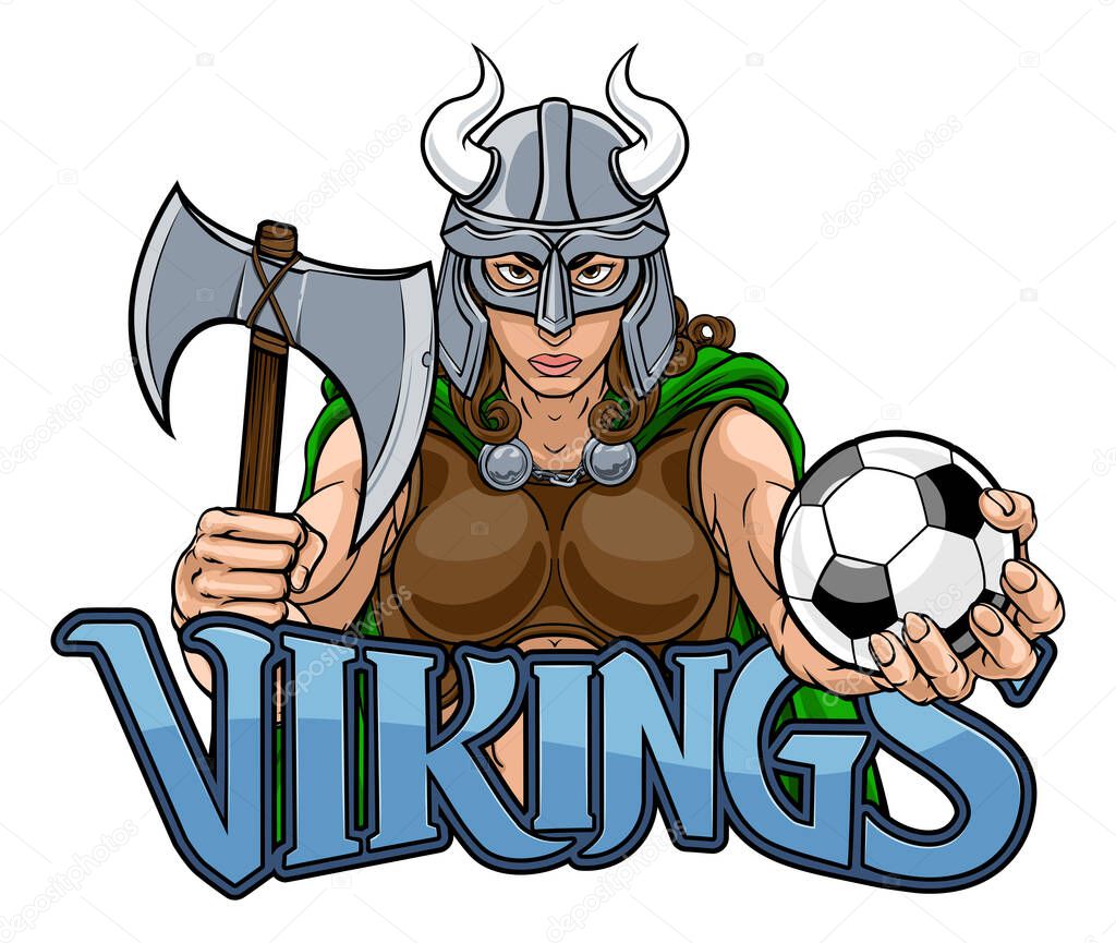 A Viking female warrior woman gladiator soccer football sports mascot