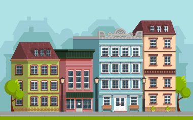 Tarihi şehir manzara. Vektör çizim.